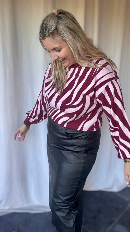 Zebra trui - Burgundy