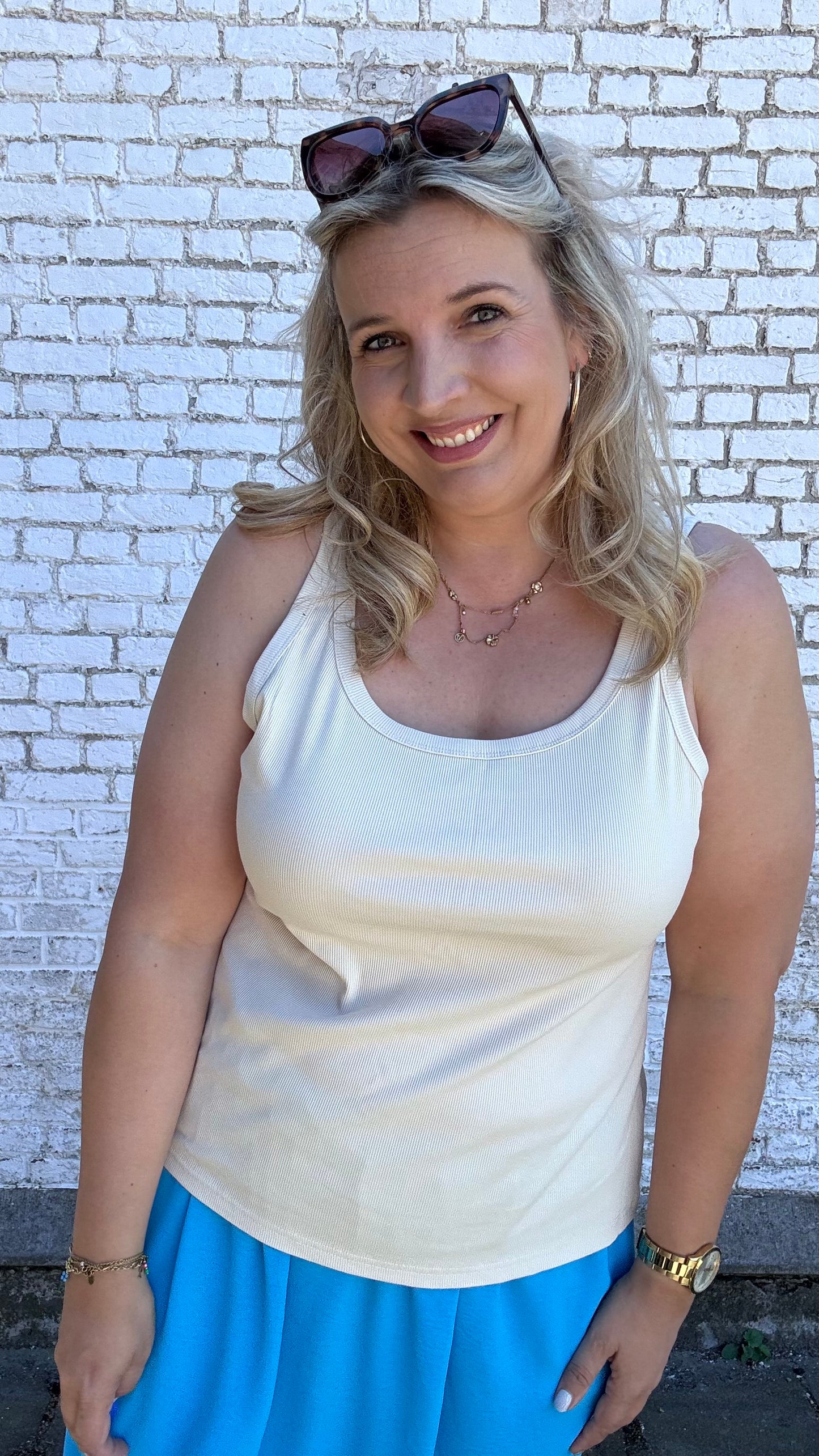 Ribbed top - Beige