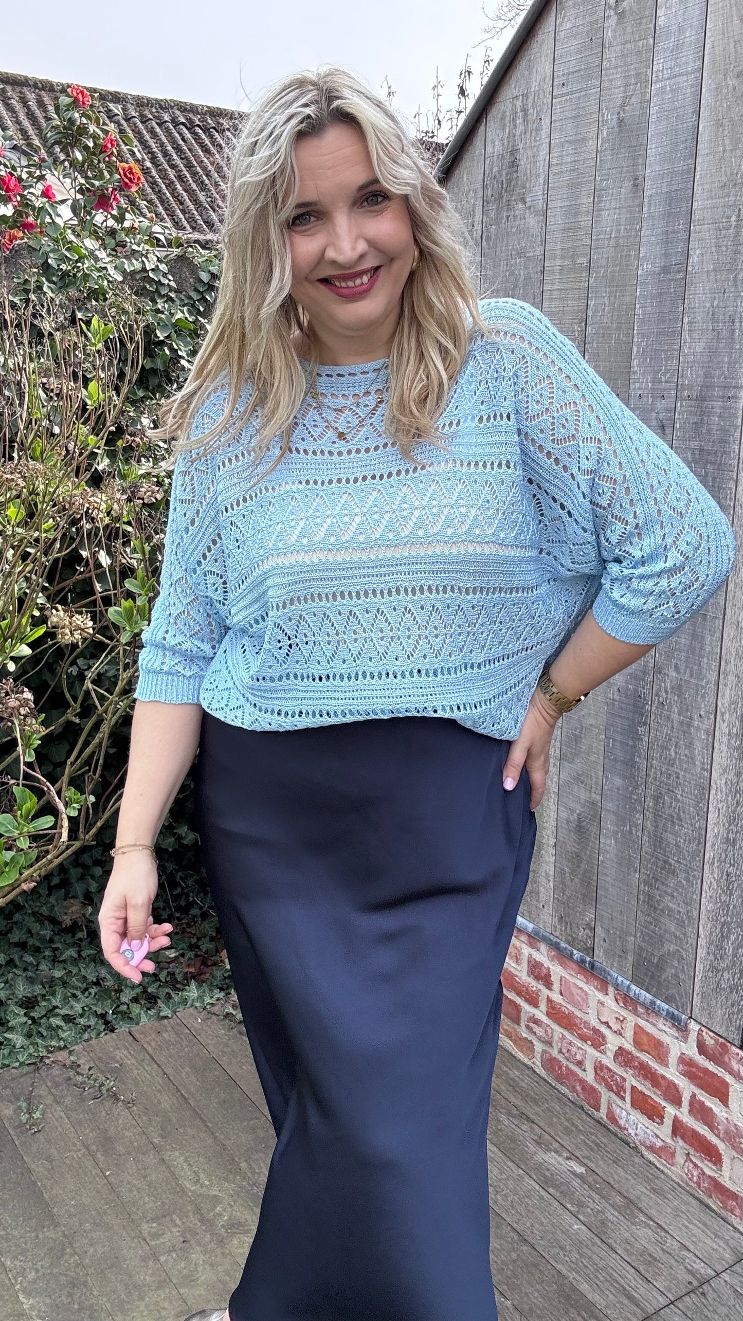 Elise broderie top - blauw