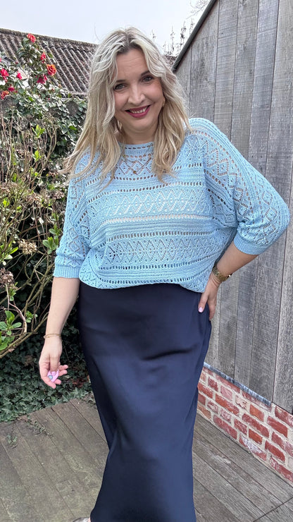 Elise broderie top - blauw