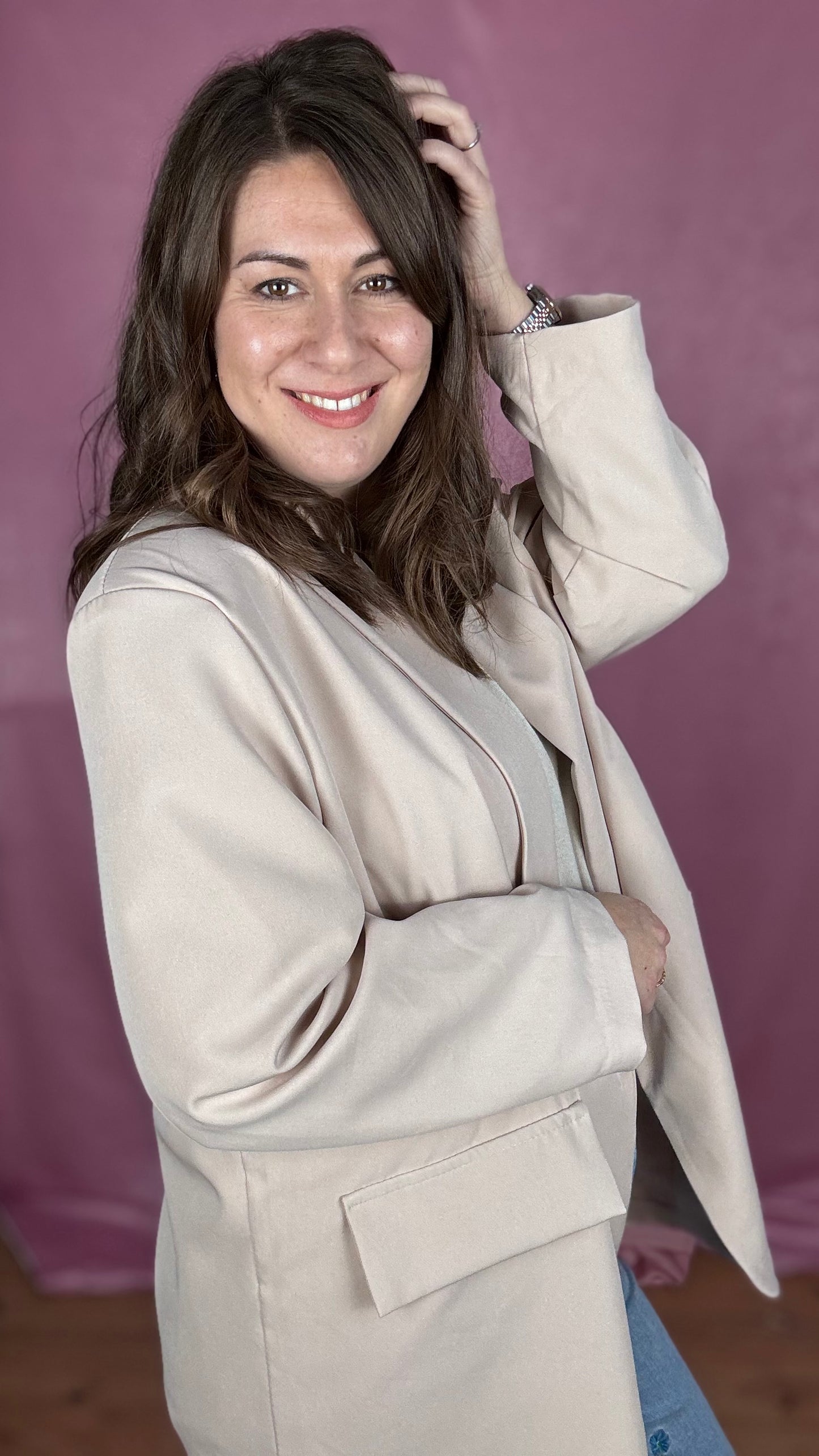 Leopard touch blazer - zand