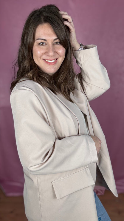 Leopard touch blazer - zand