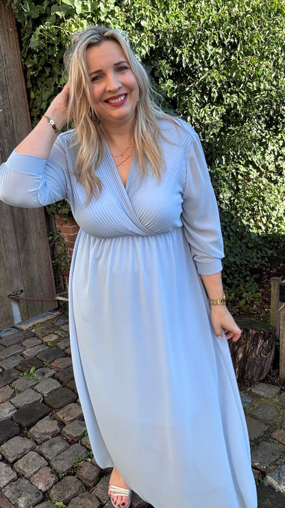 Plissé dress - Blauw