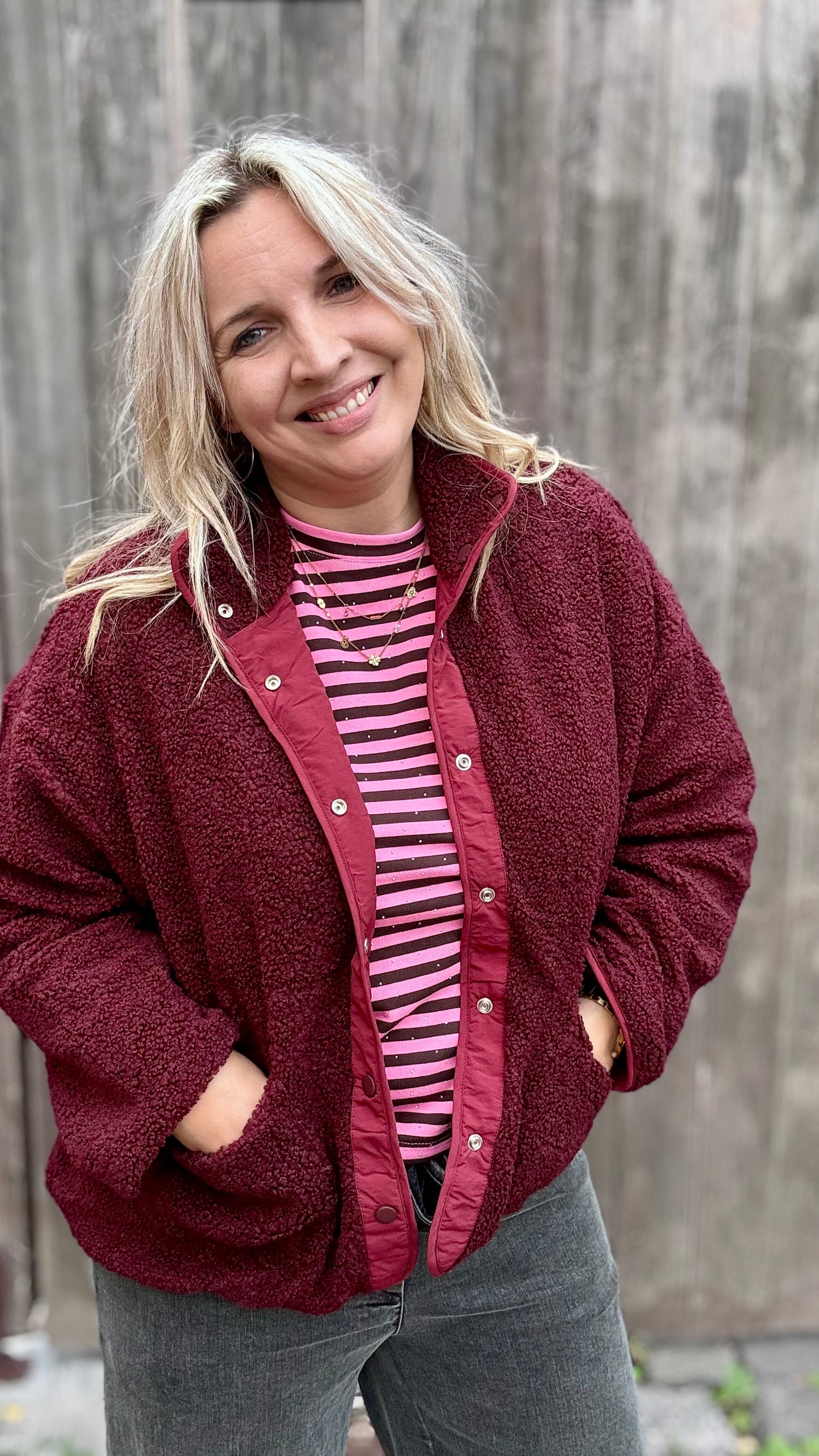 Reversible Teddy Jacket - Bordeaux
