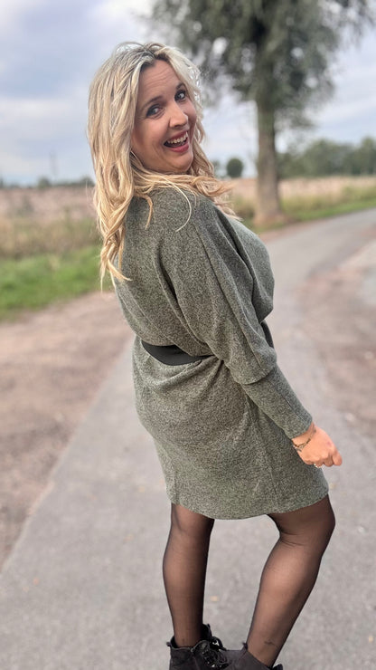 Lounge luxe jurk- Kaki