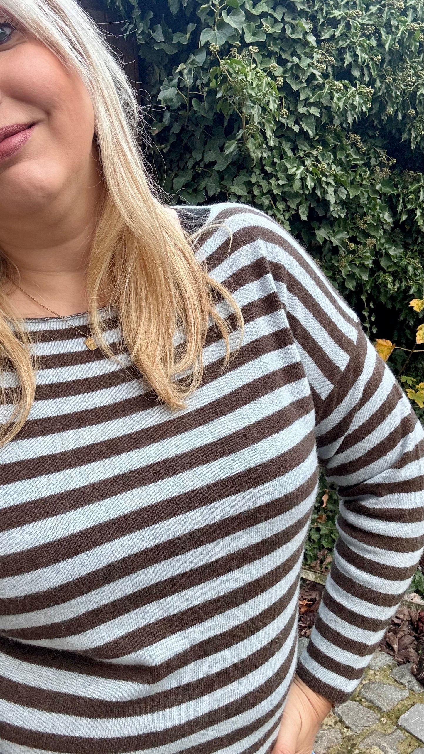 lichtblauw/bruin striped pull
