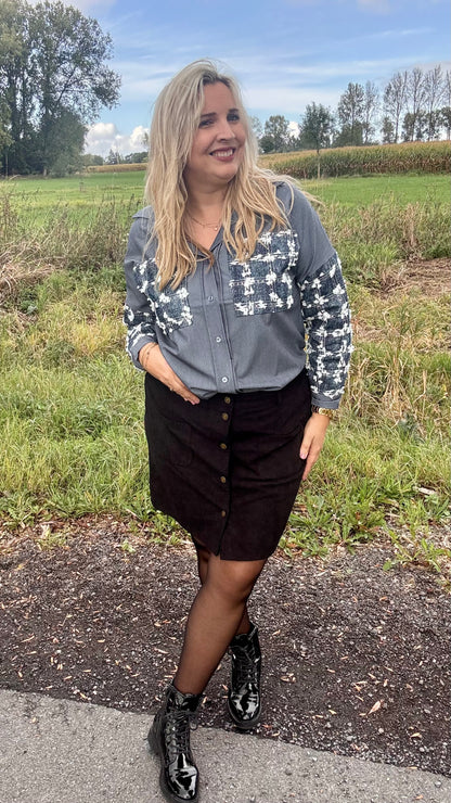 Sparkle denim blouse