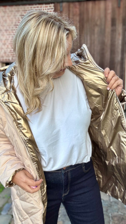Long double trouble puffer - Crème