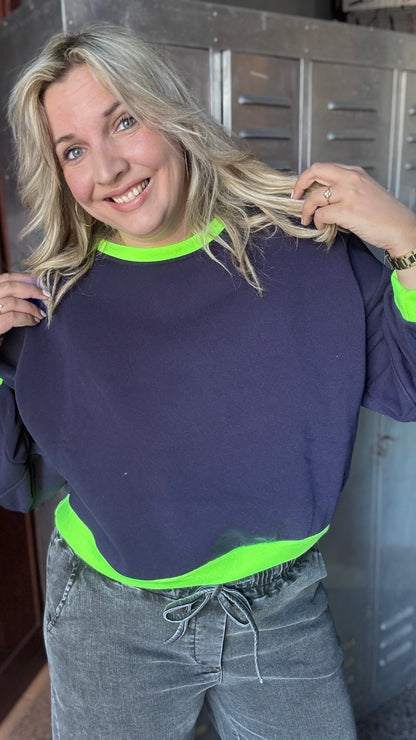 Leyla sweater - Navy/neon