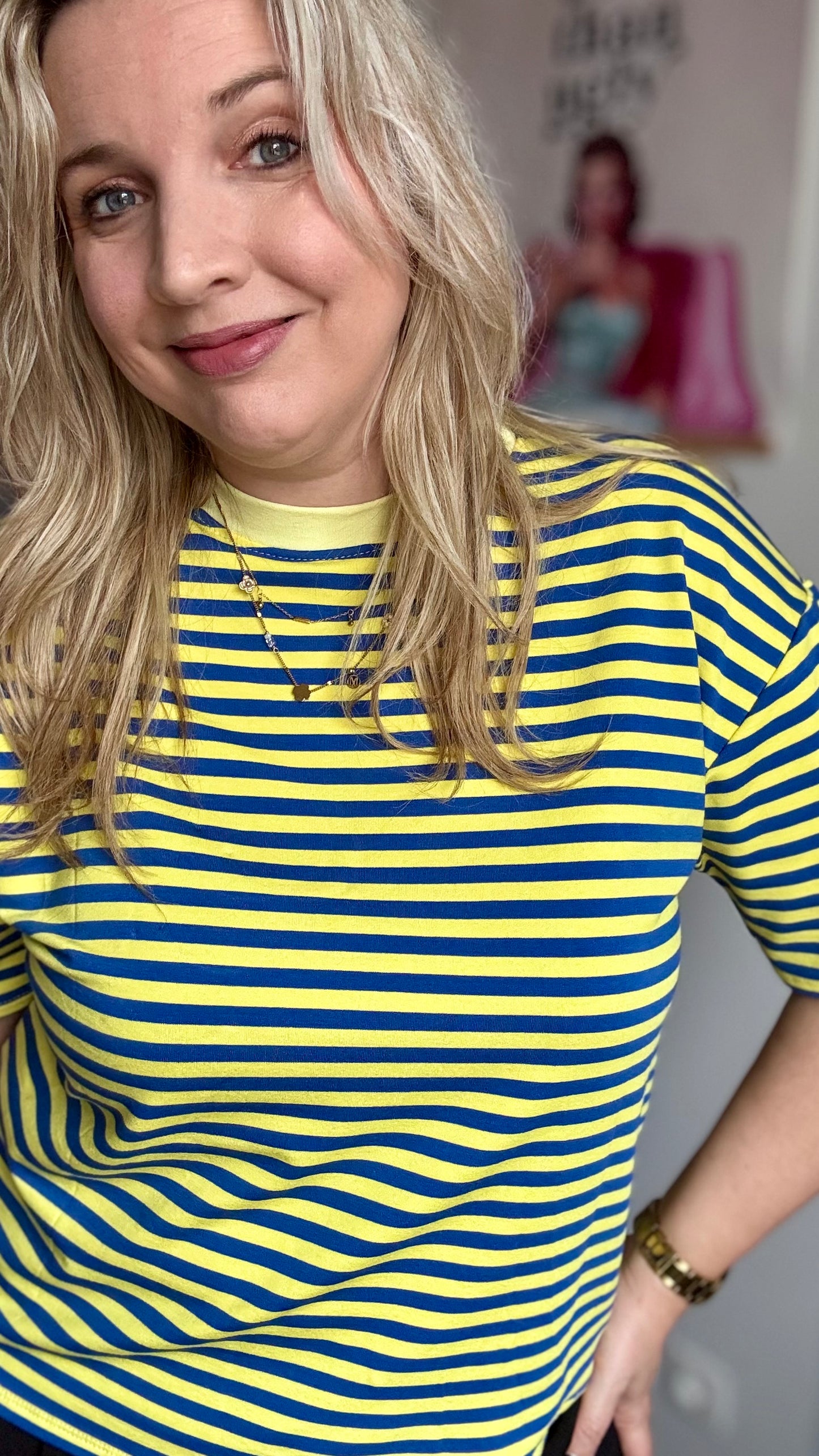 Claudia shirt - Blauw/geel