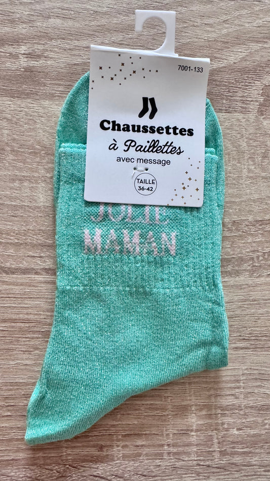 Quote sokken: Jolie maman (Mint)