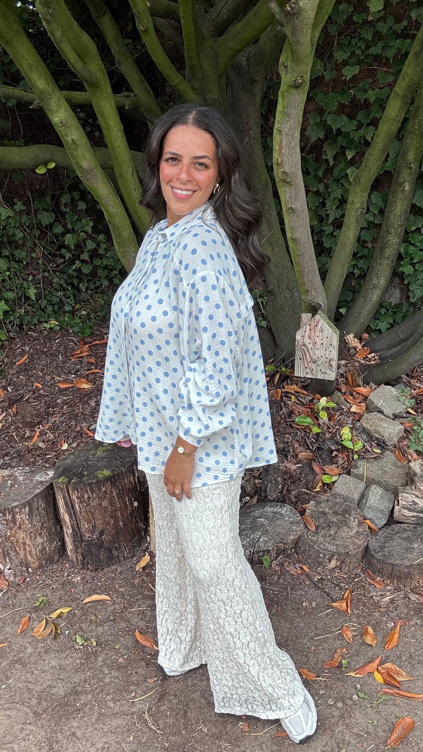 Dots tetra blouse - Blauw