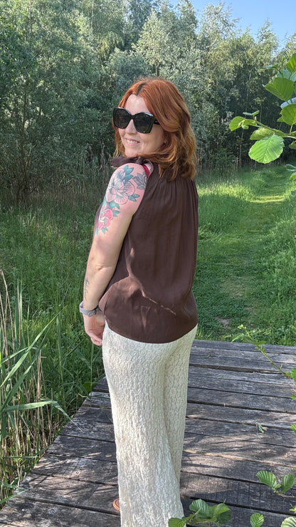 Shoulder bow top - Chocolat