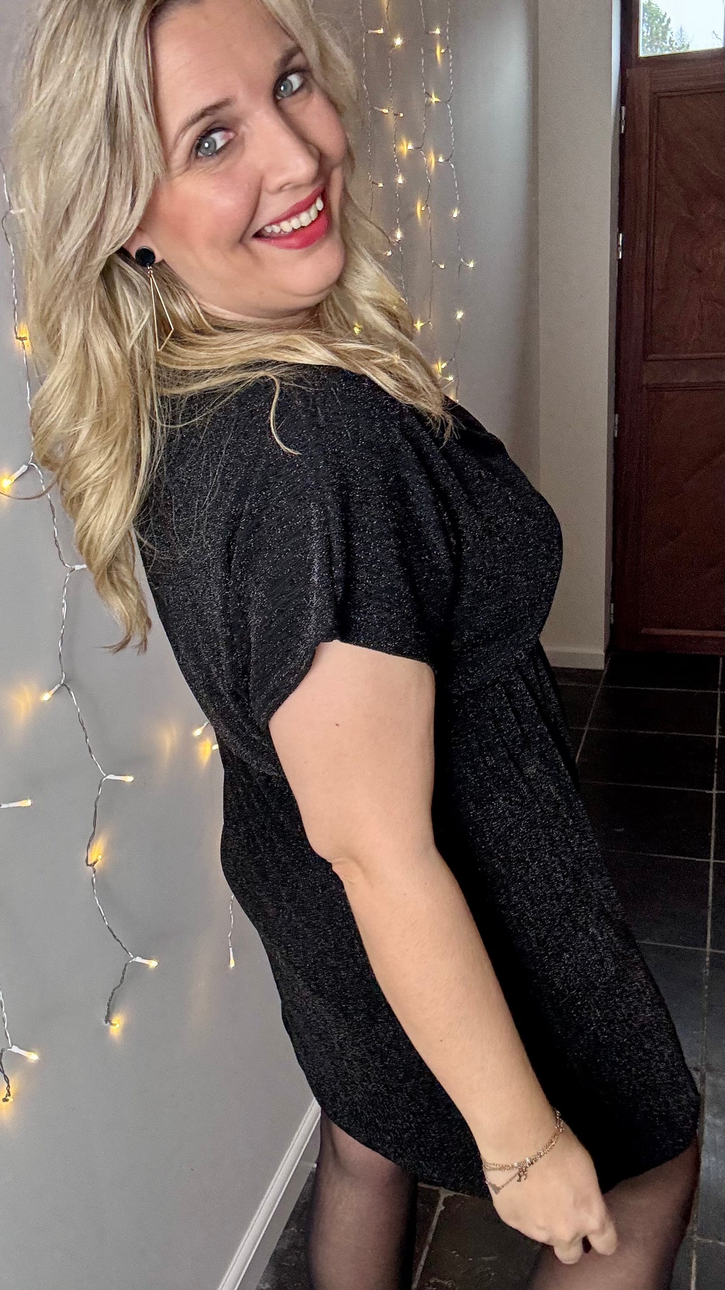 Midnight sprakle wrap dress - Zwart