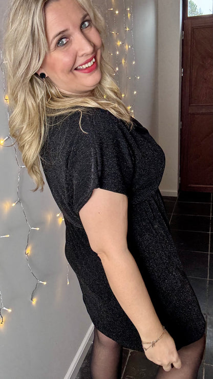 Midnight sprakle wrap dress - Zwart