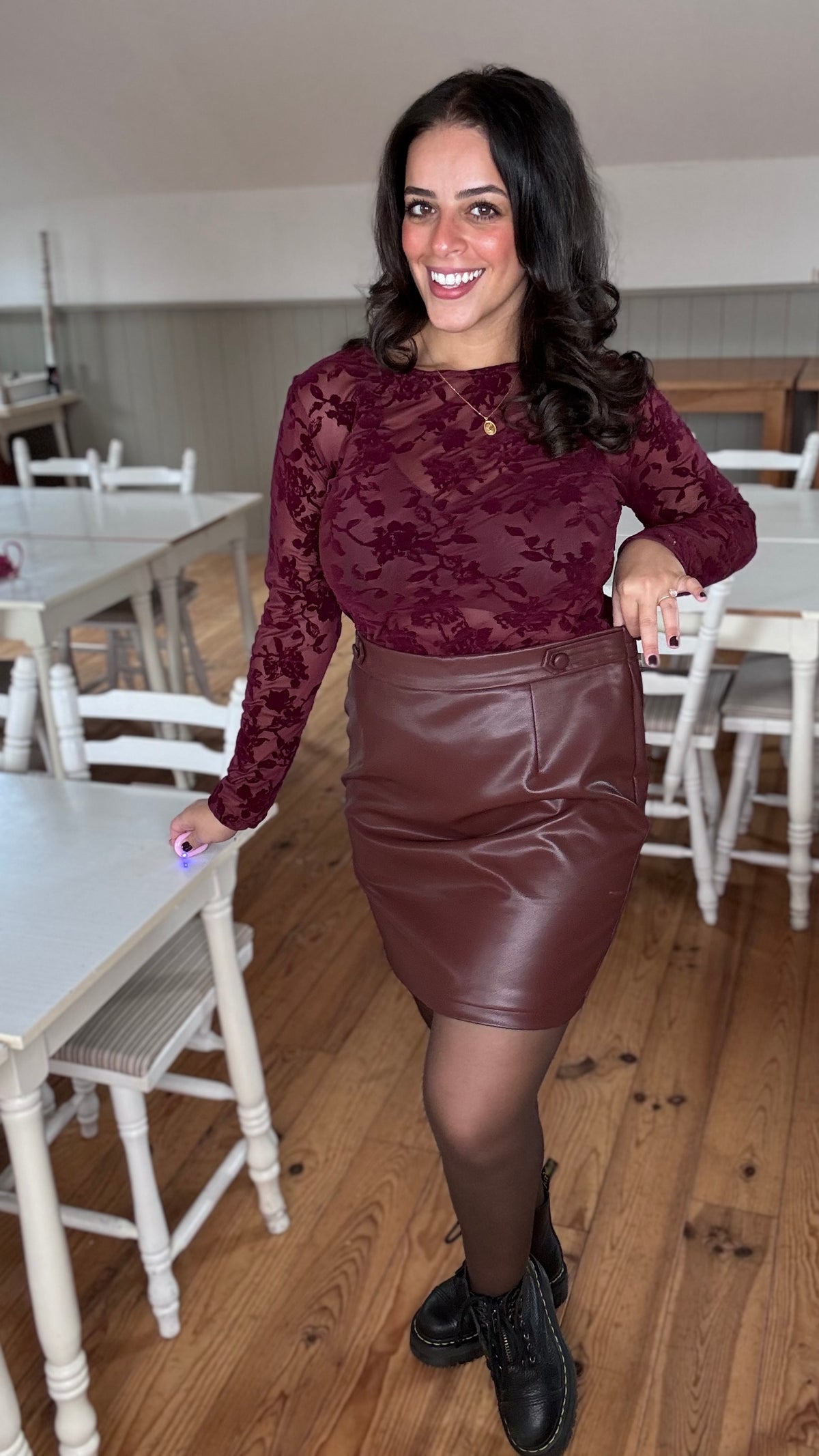 Velvet bloom blouse - Burgundy