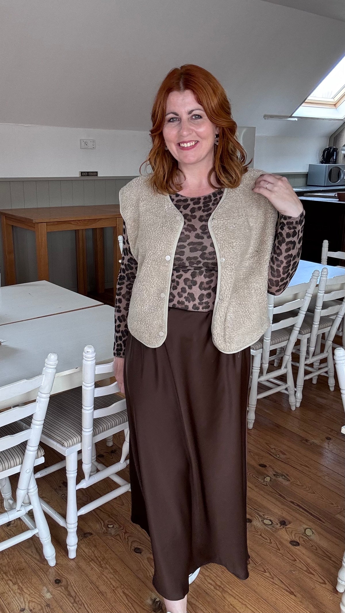 Cashmere touch longsleeve - Bruin leopard