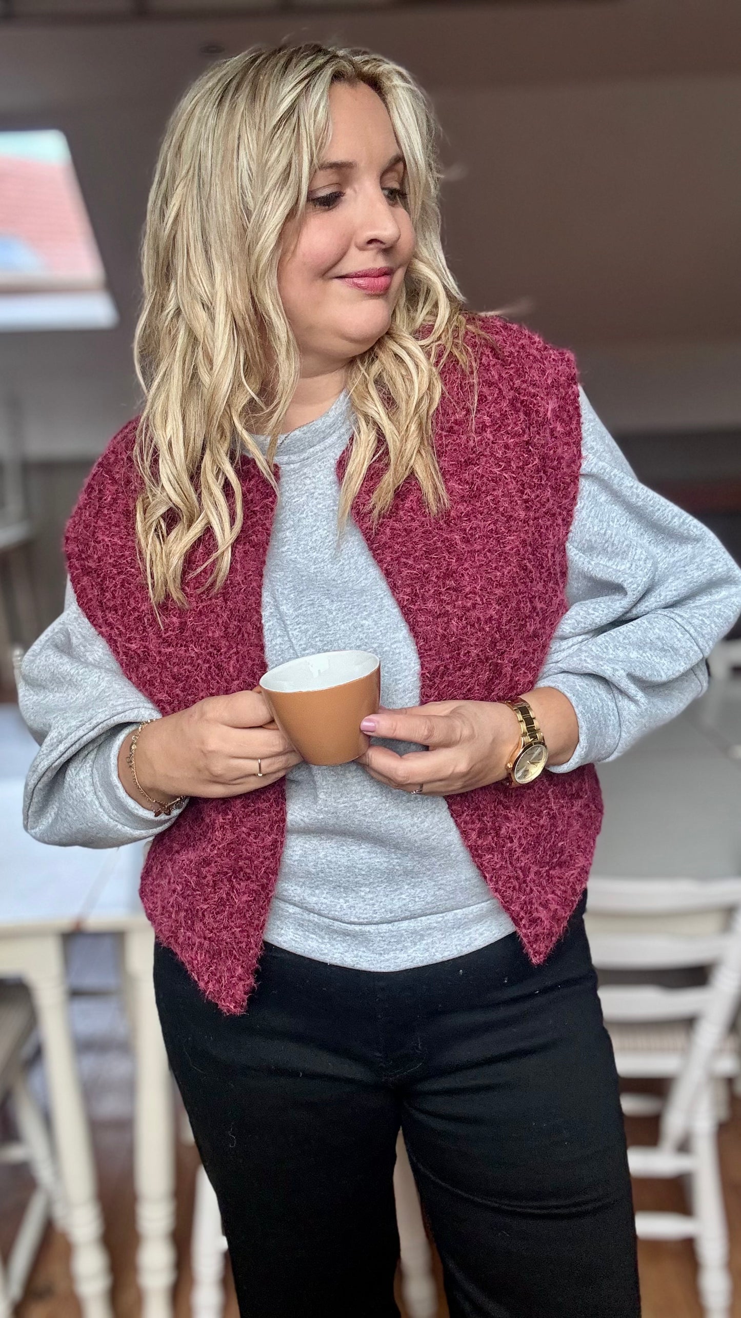 Brush gilet - burgundy