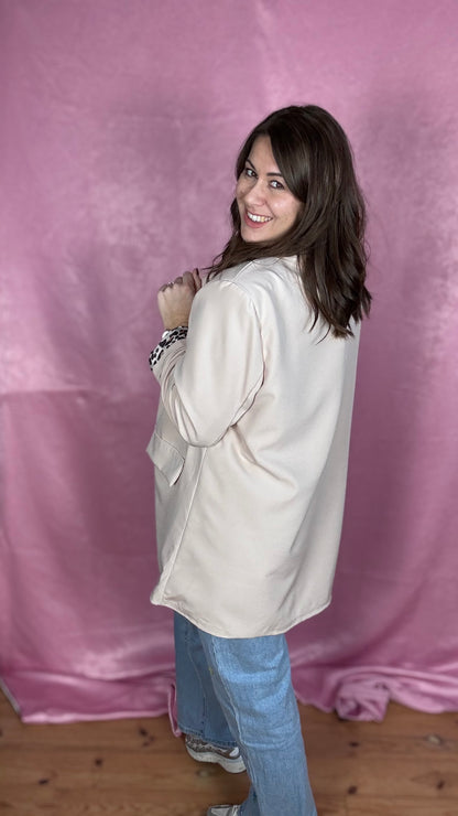 Leopard touch blazer - zand