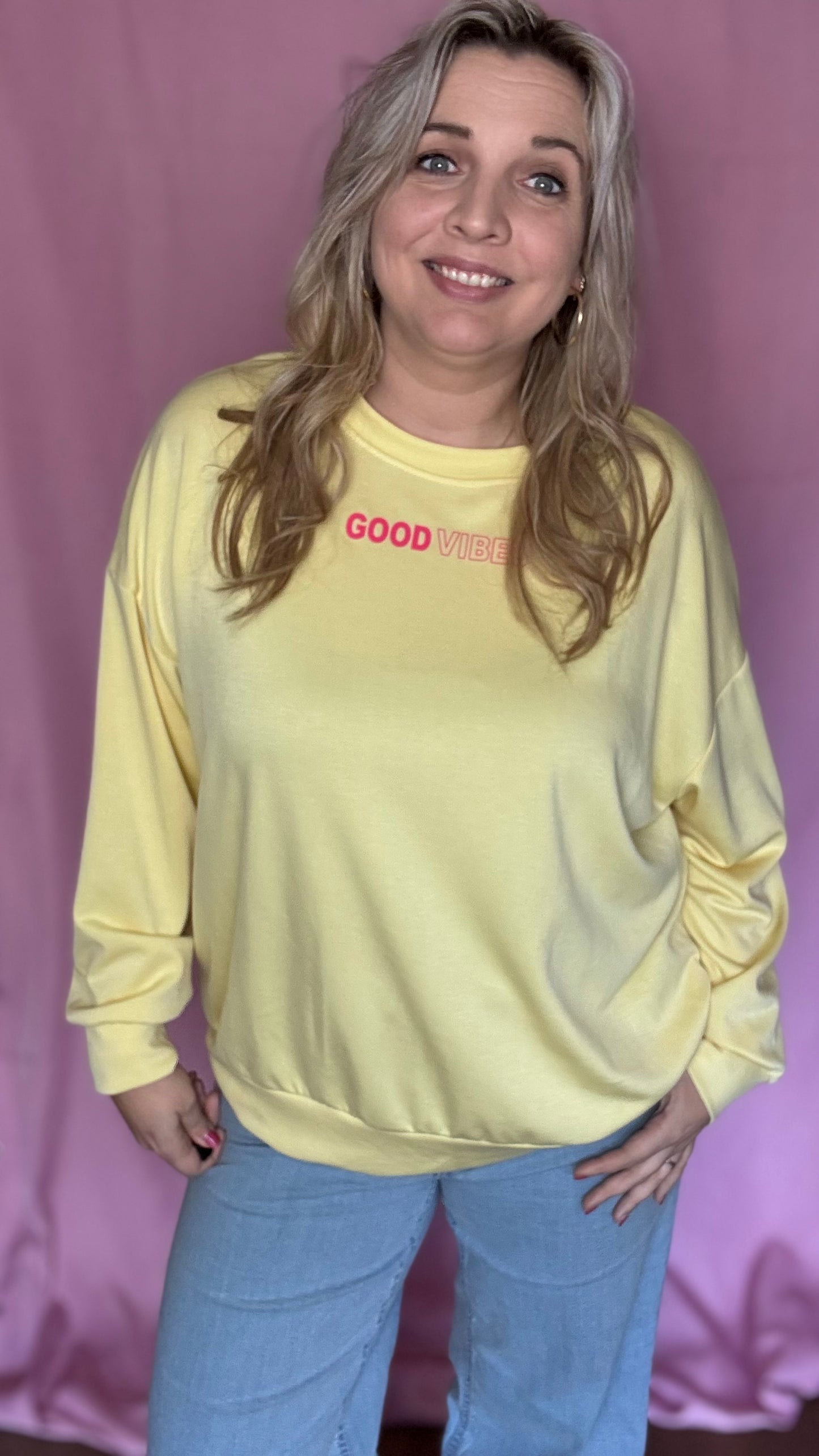 Good vibes sweater - Geel