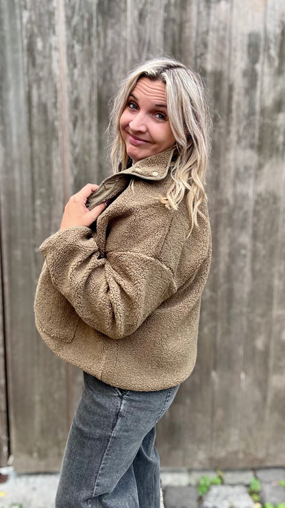 Reversible Teddy Jacket - Kaki