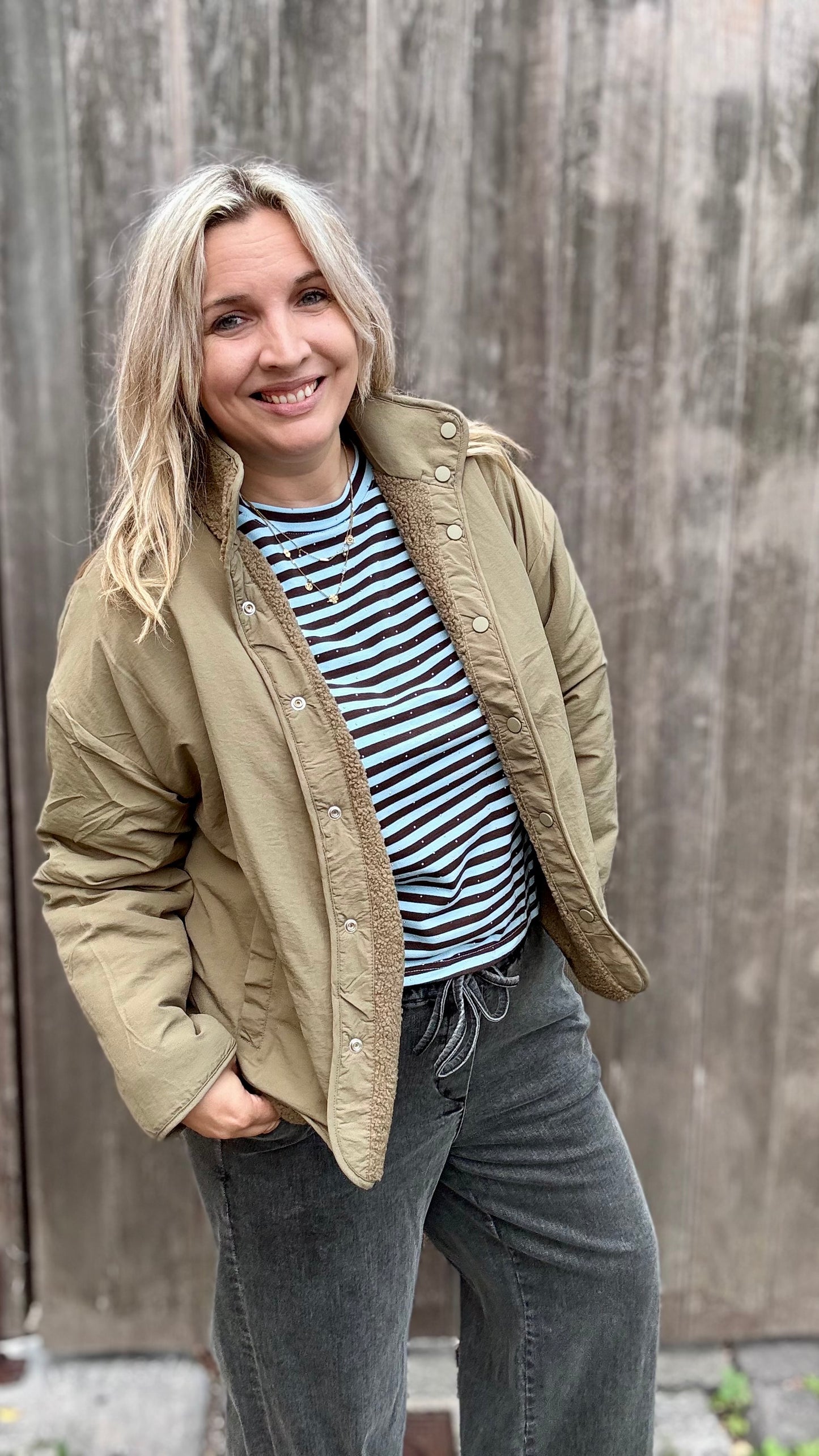 Reversible Teddy Jacket - Kaki