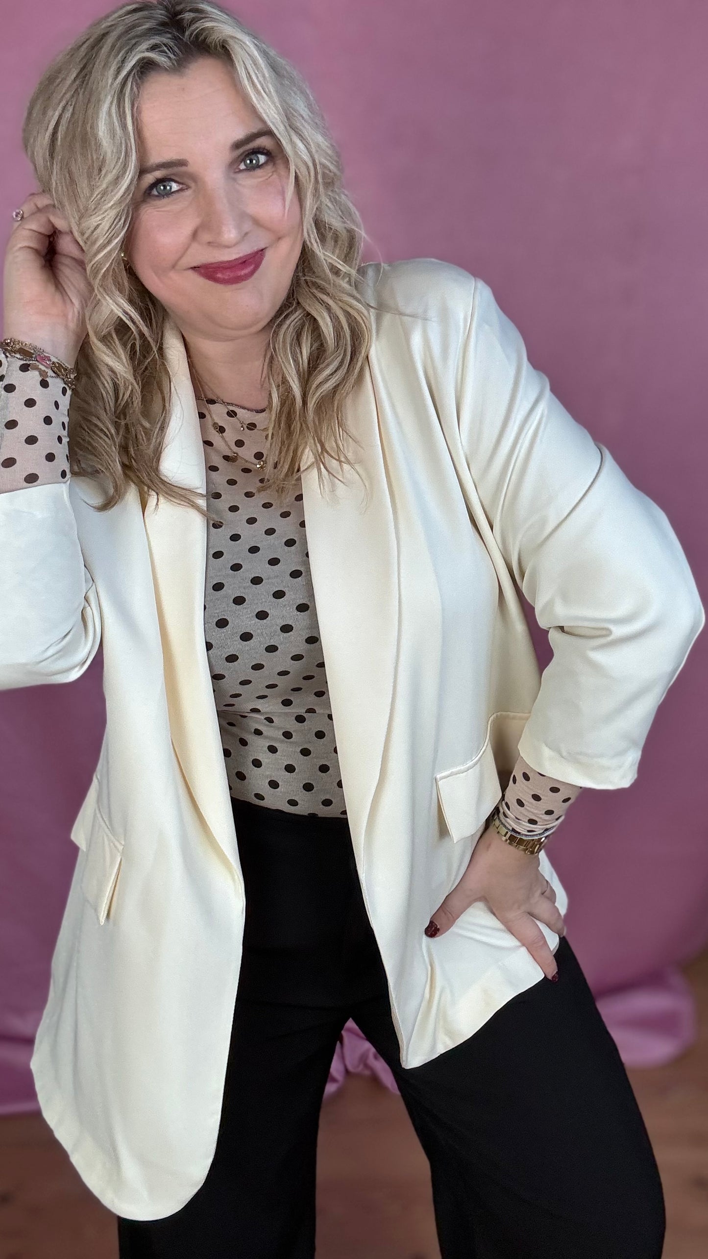 Leopard touch blazer - Gebroken wit