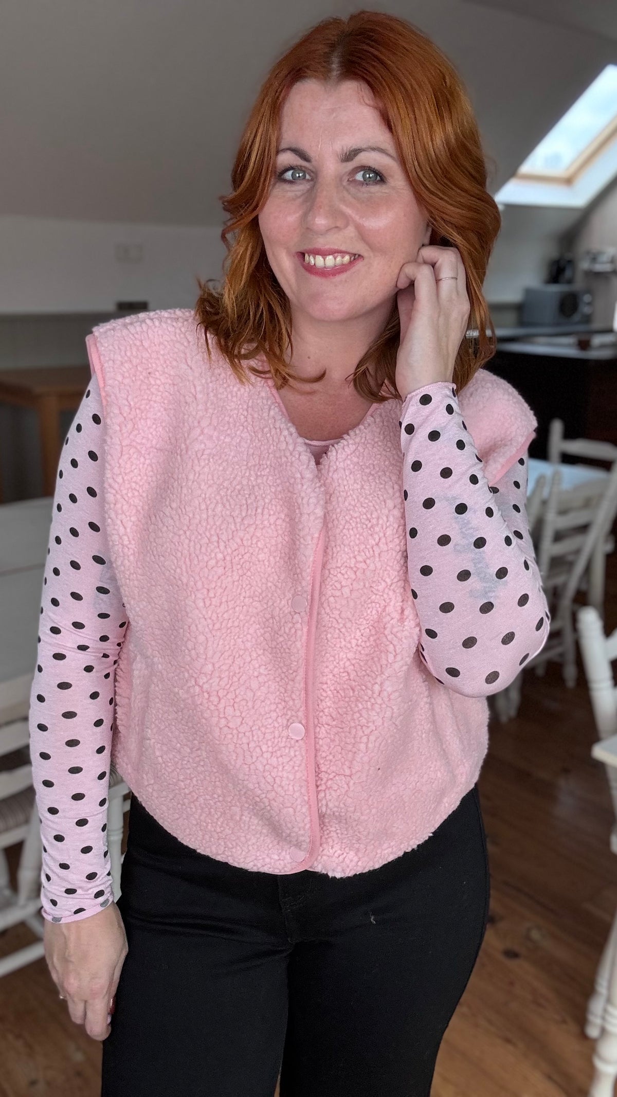 Teddy gilet - Roze