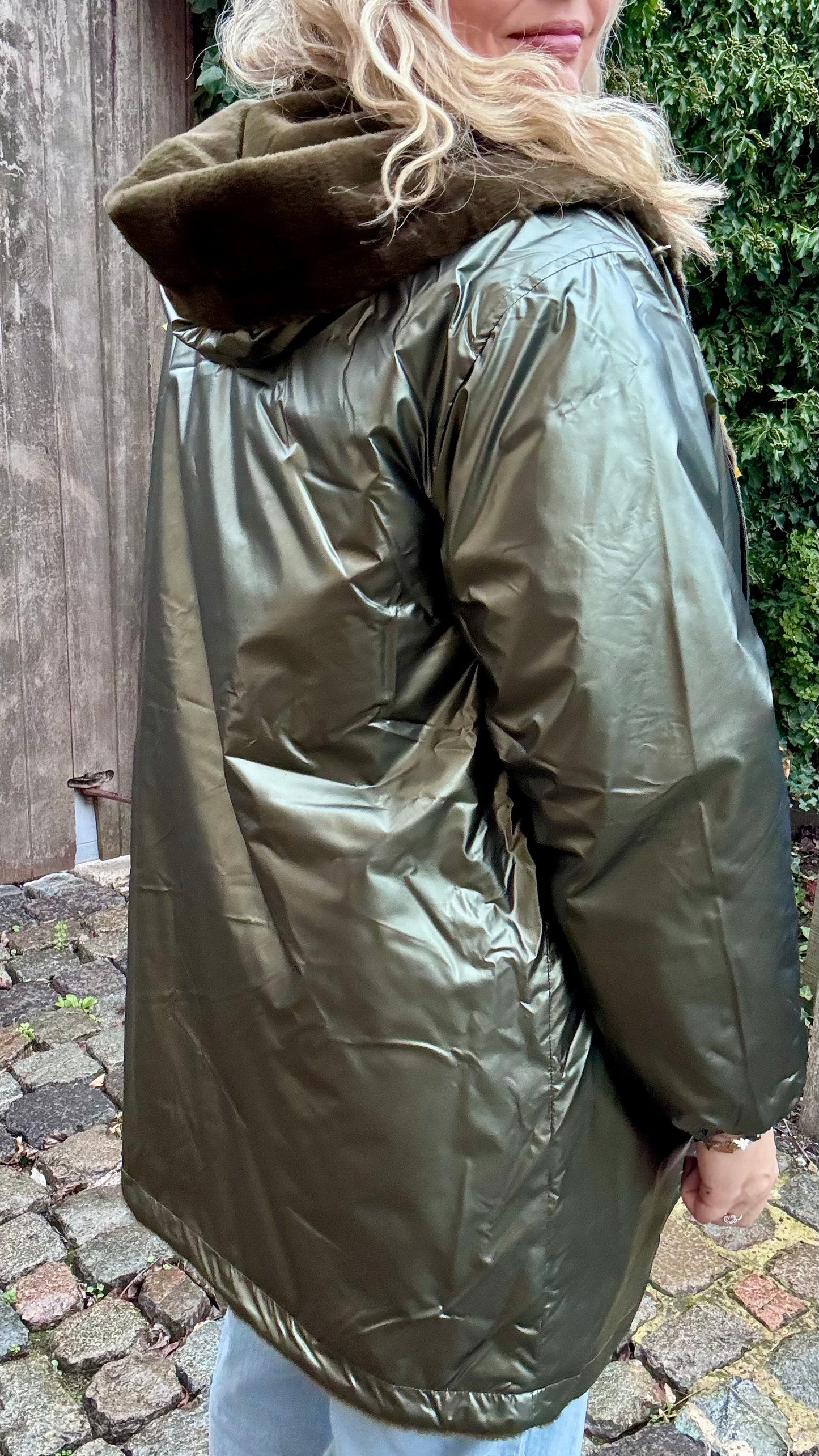 Glam plush jas - Kaki