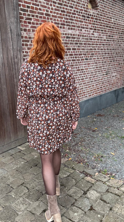 Autumn bloom jurk - Zwart