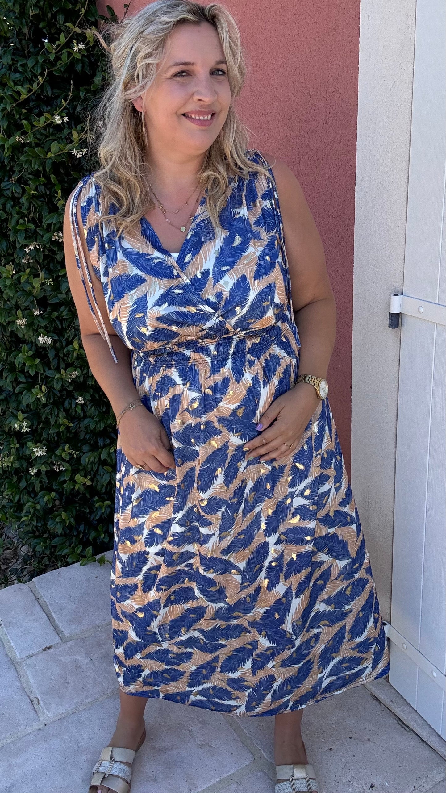 Every Woman Dress - Golden feather (blauw)