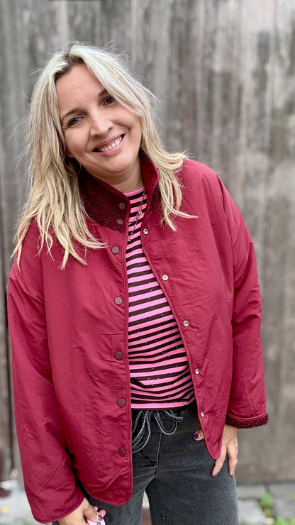 Reversible Teddy Jacket - Bordeaux