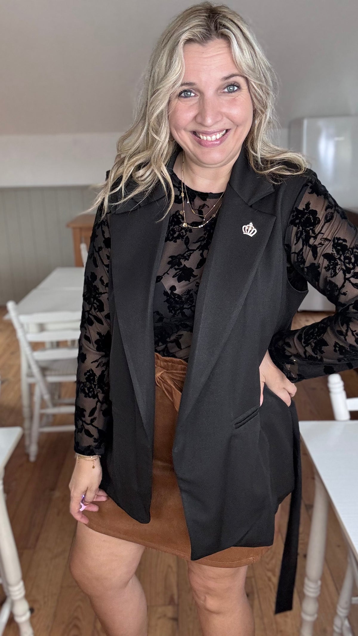 Royal mouwloze blazer - Zwart