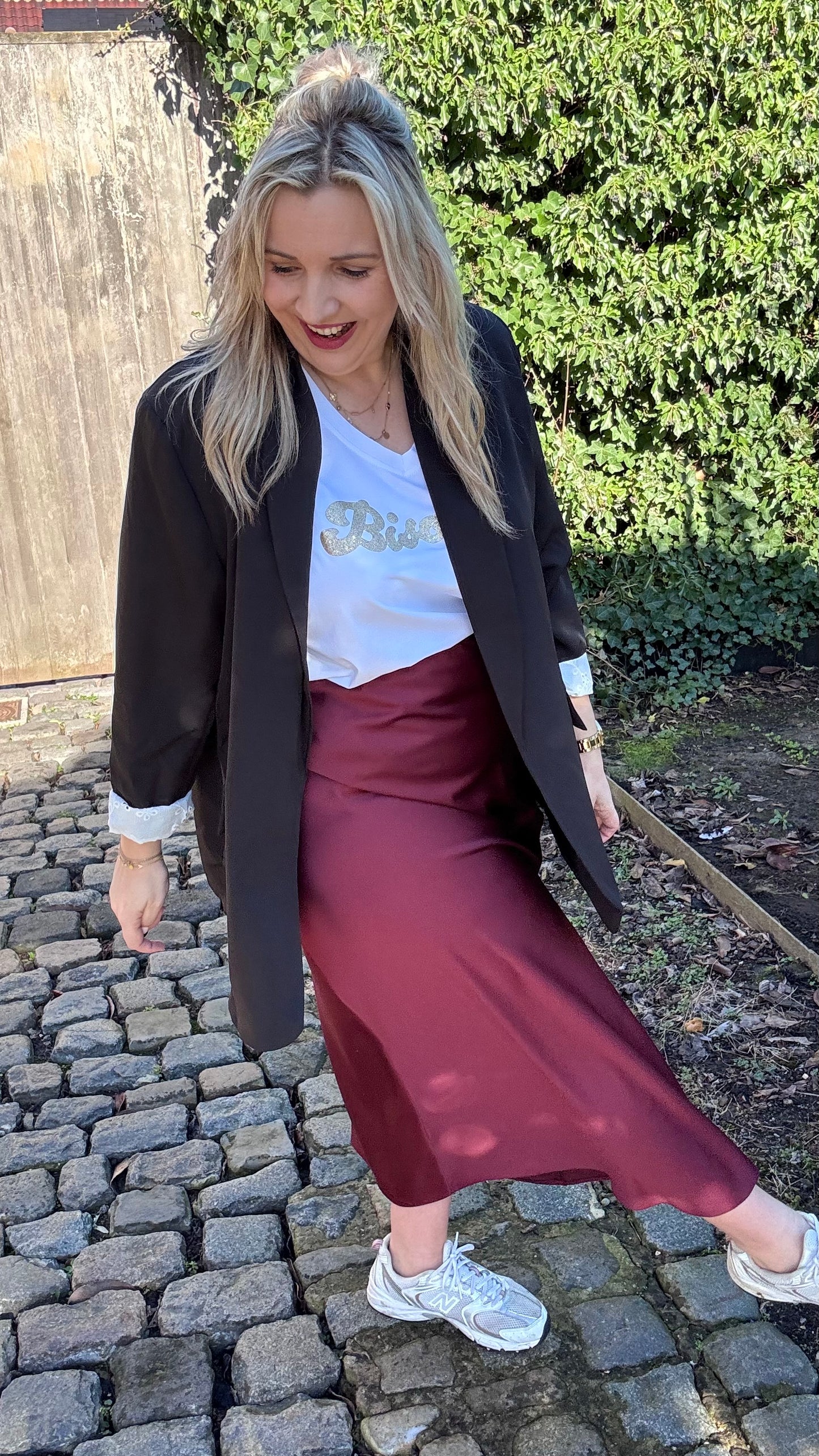 Lace touch blazer - Zwart