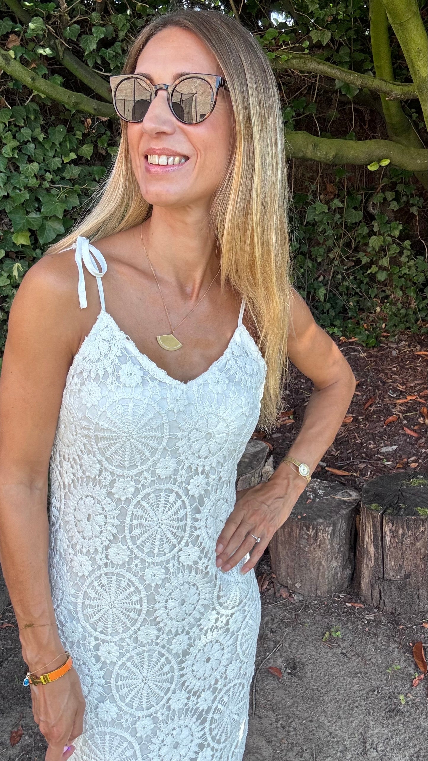 Capri lace dress - Wit