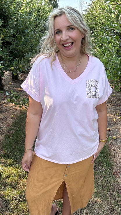 Le soleil shirt - Lichtroze