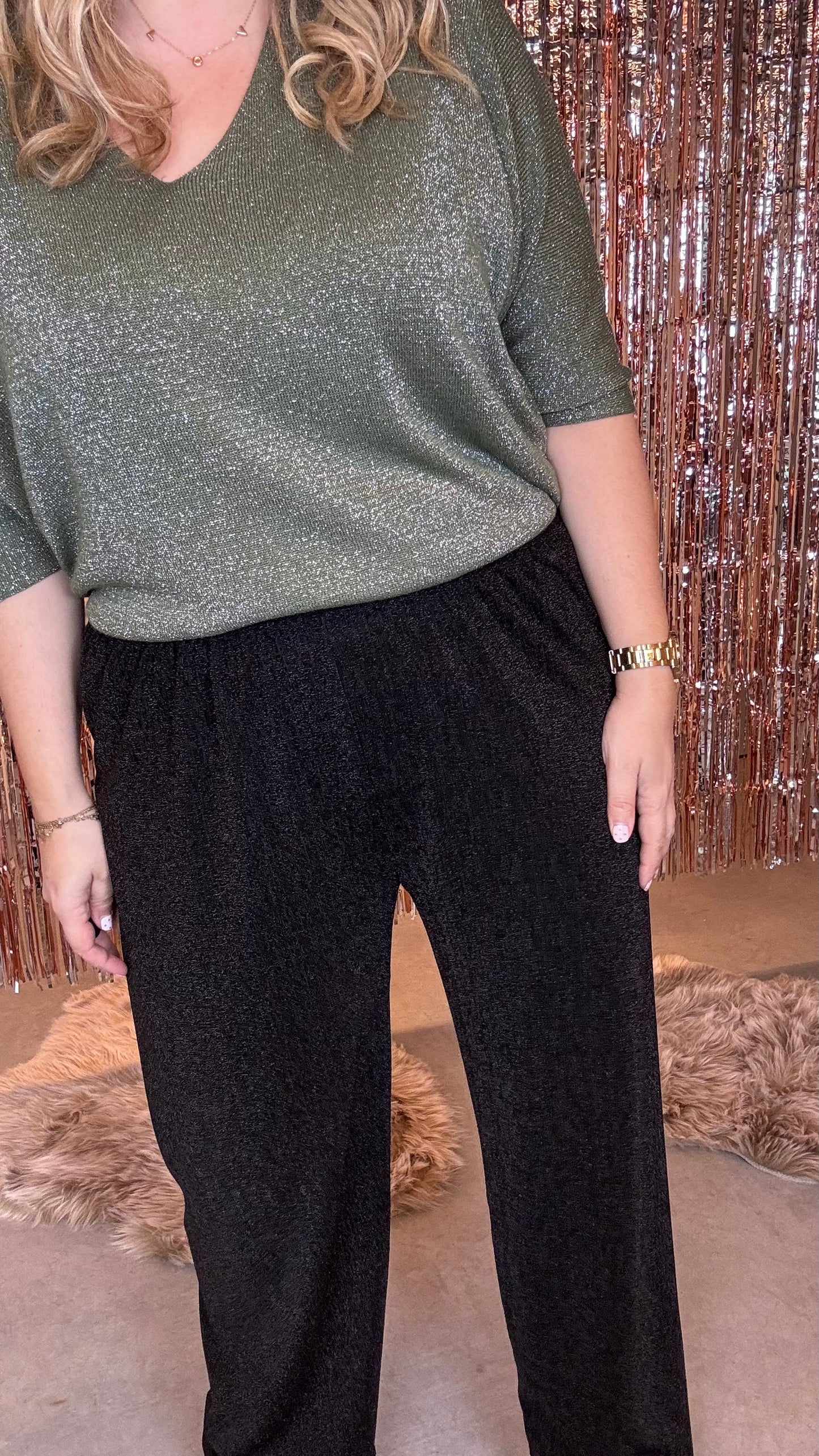 Sparkle lurex broek - Zwart