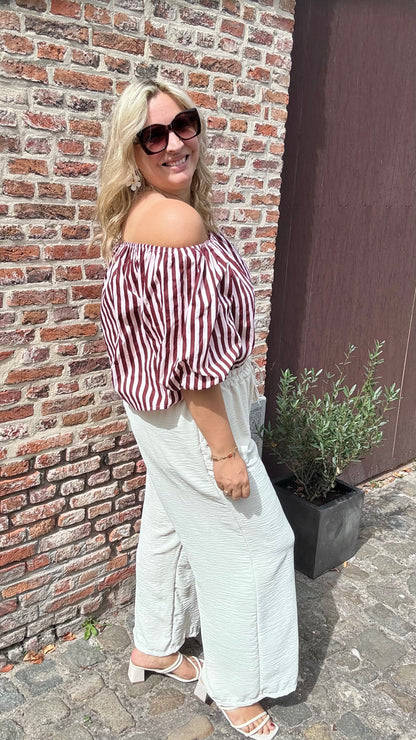 Off shoulder stripes blouse