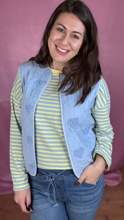 Happy stripes trui- geel/blauw