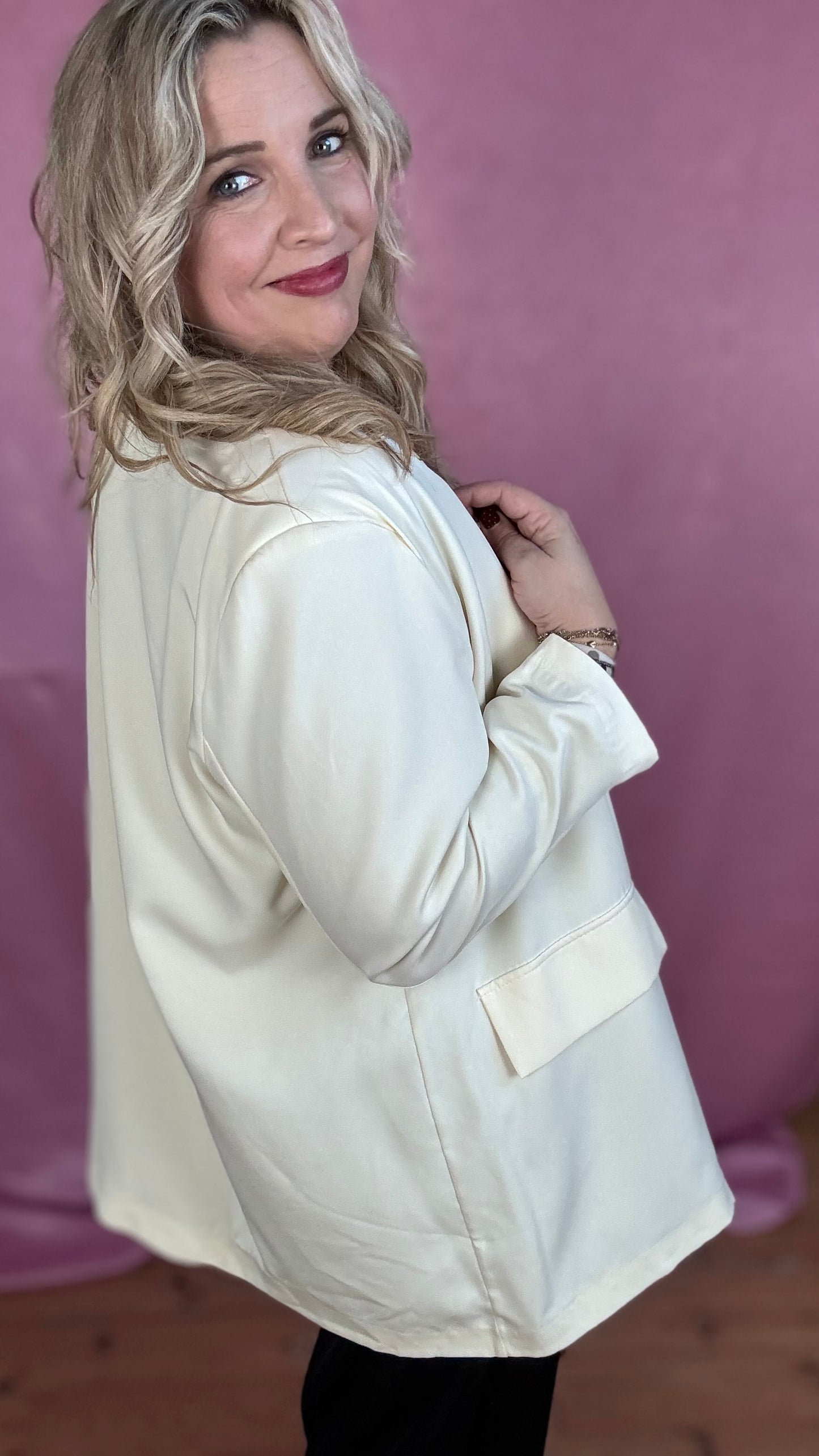 Leopard touch blazer - Gebroken wit