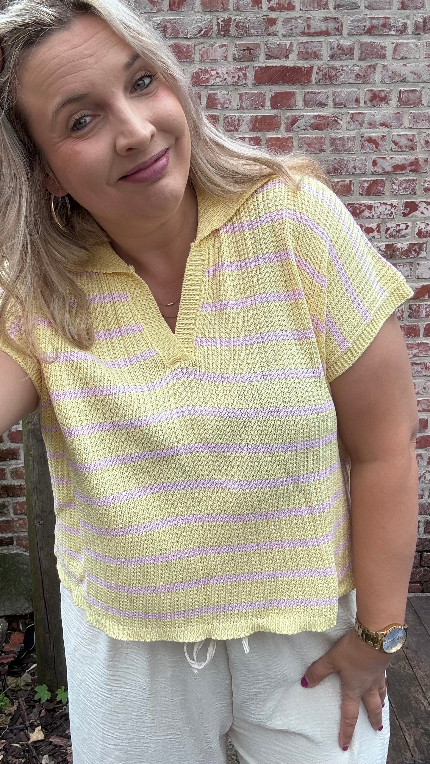 Riva polo - Geel/roze