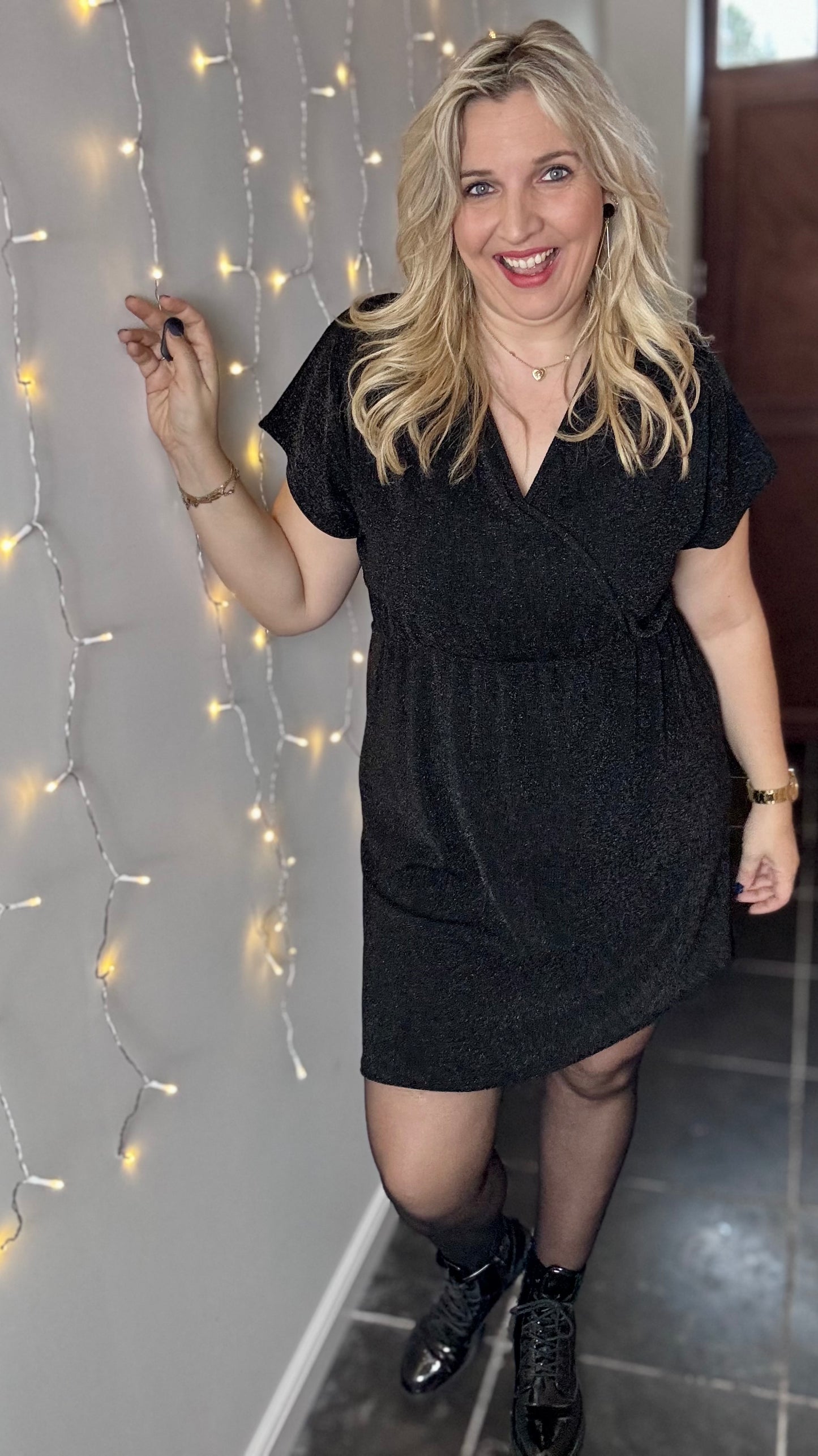 Midnight sprakle wrap dress - Zwart