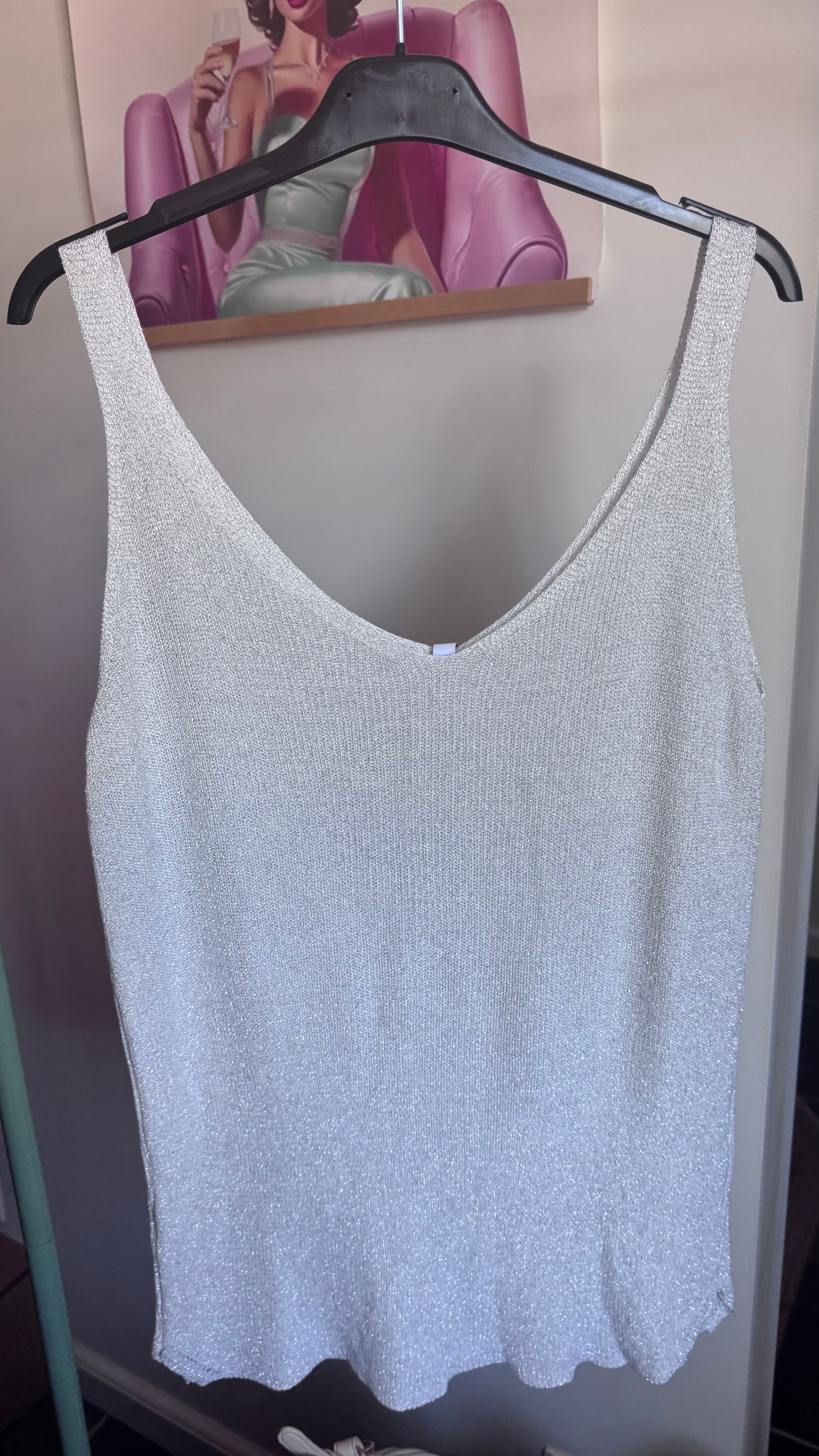Fine knit Lurex top - Wit