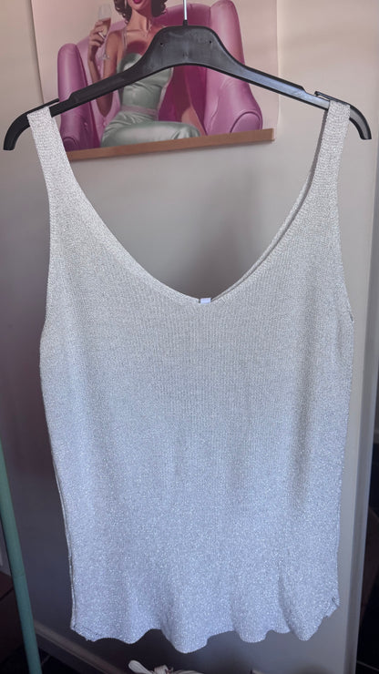 Fine knit Lurex top - Wit