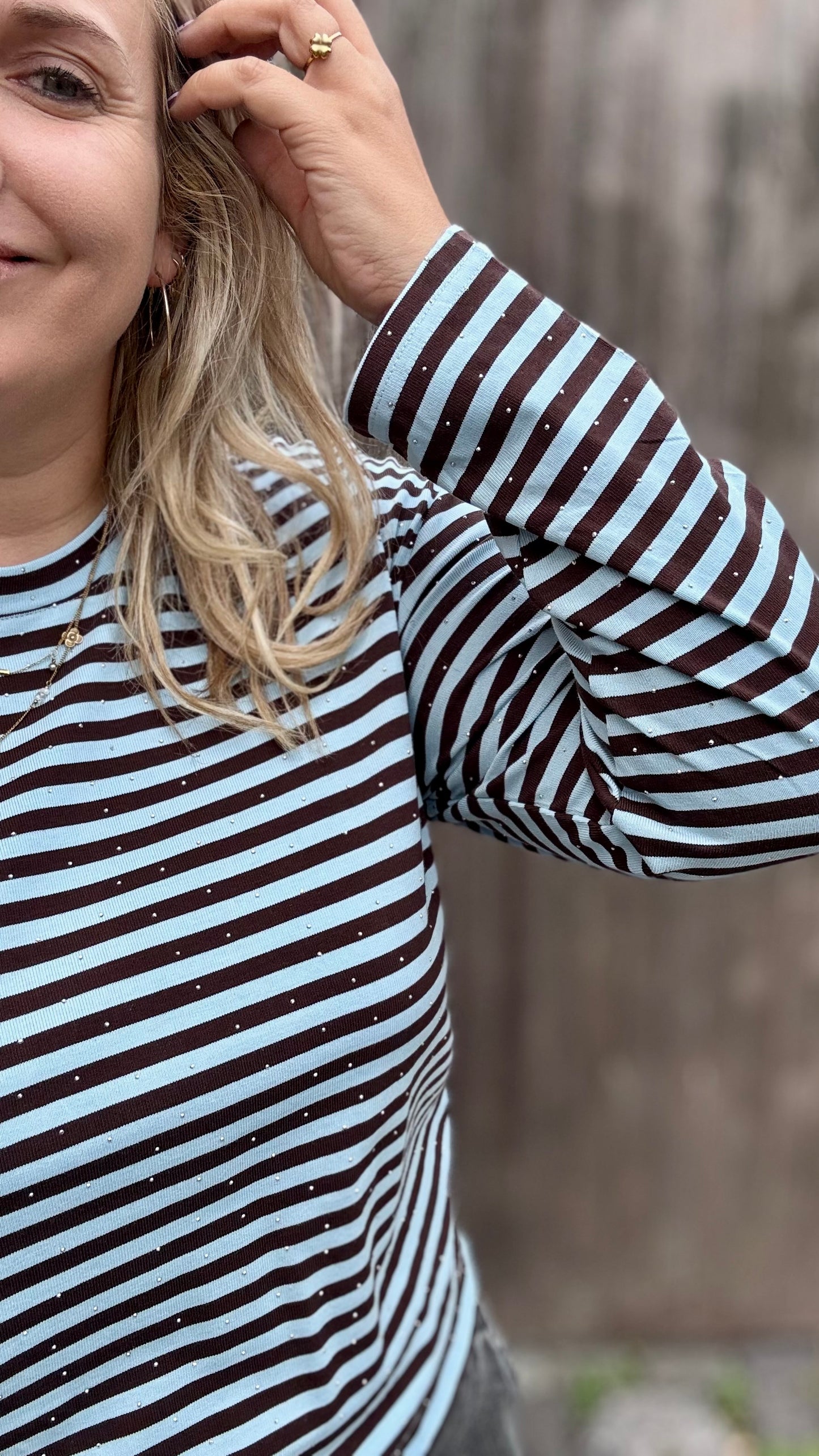 Striped spark trui - Bruin/Blauw
