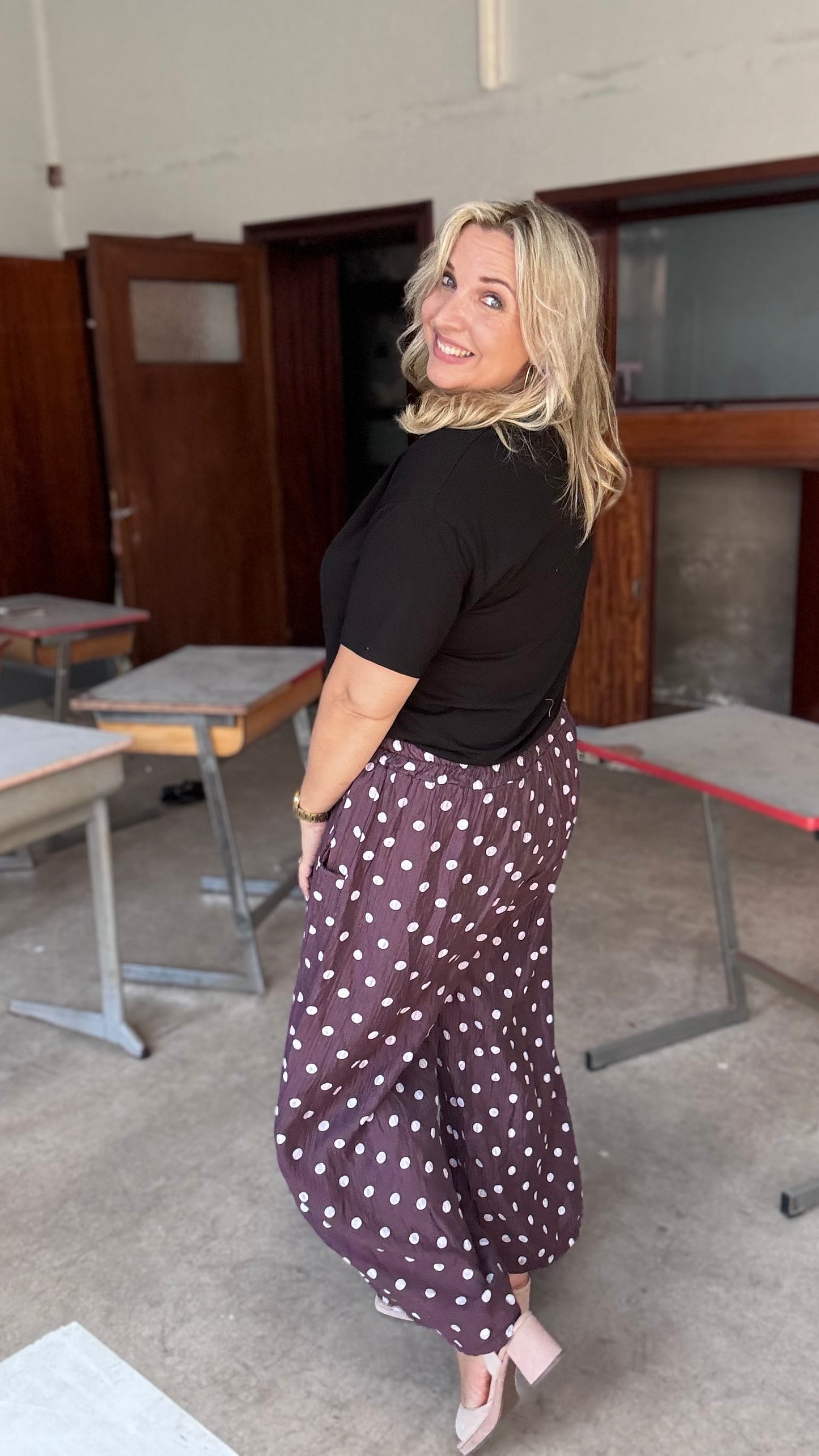 Pippa dots broek - Plum