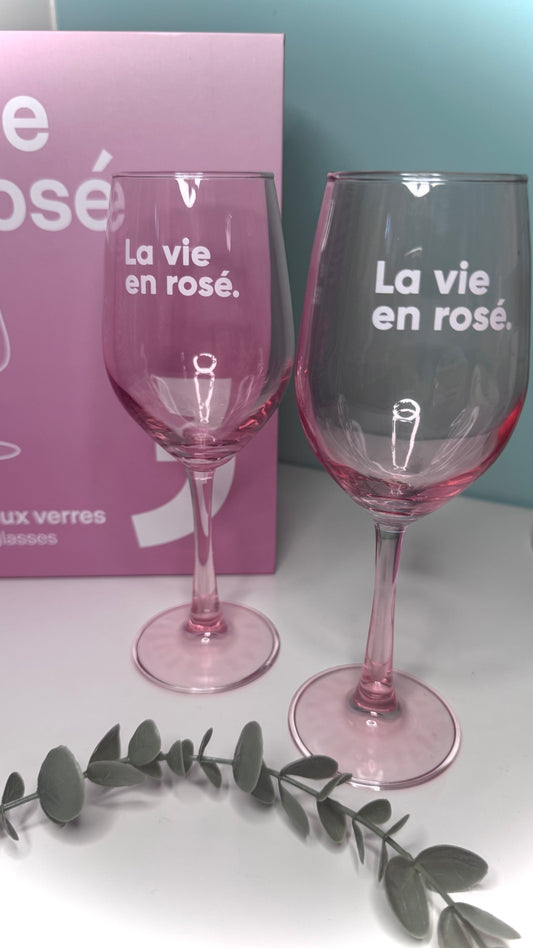 La vie en rosé - Set van 2 wijnglazen