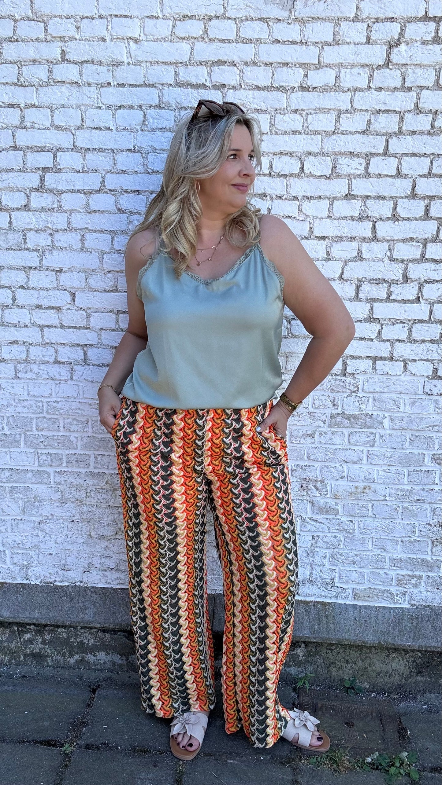 Boho broek - Groen/oranje