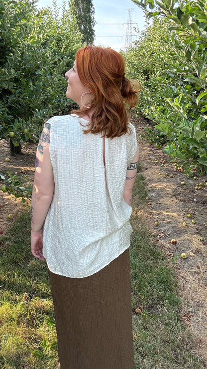 Effen top - Beige