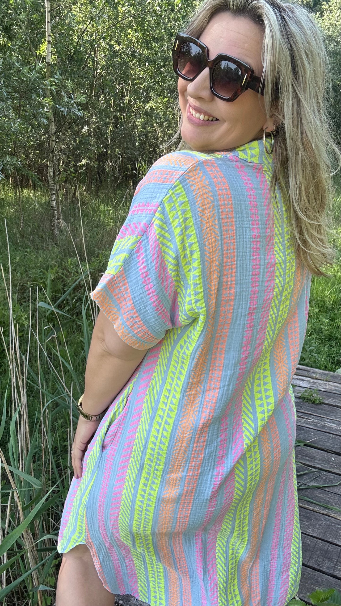 Coastal tetra dress - Blauw